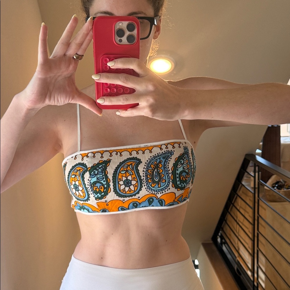 STAUD Multicolor Paisley Crop Top